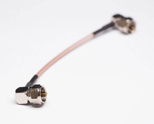 75Ω射频同轴电缆线材棕色RG179同轴线两头焊直角F头公头